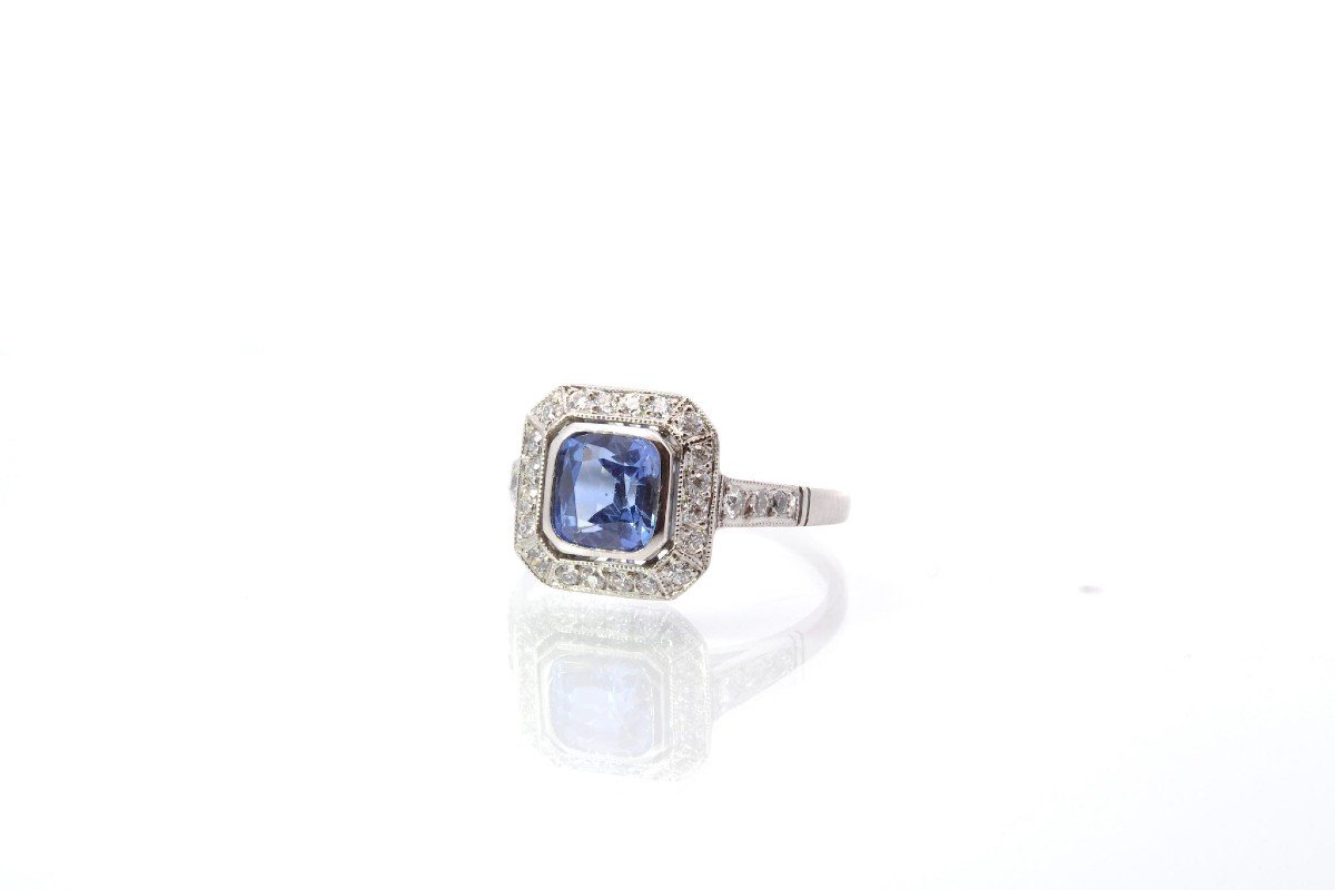 Vintage Art Deco Sapphire And Diamond Ring-photo-4