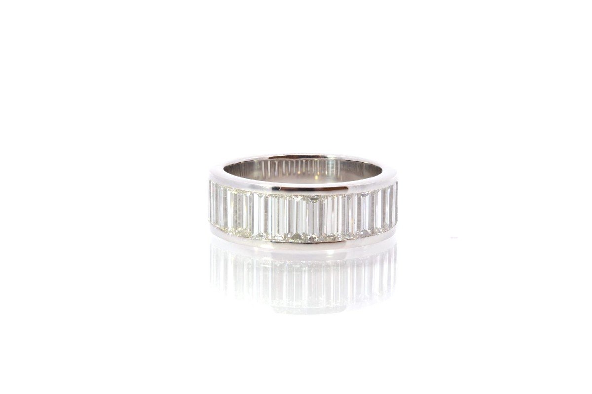 Bague Bandeau Sertie De Diamants Baguettes-photo-4