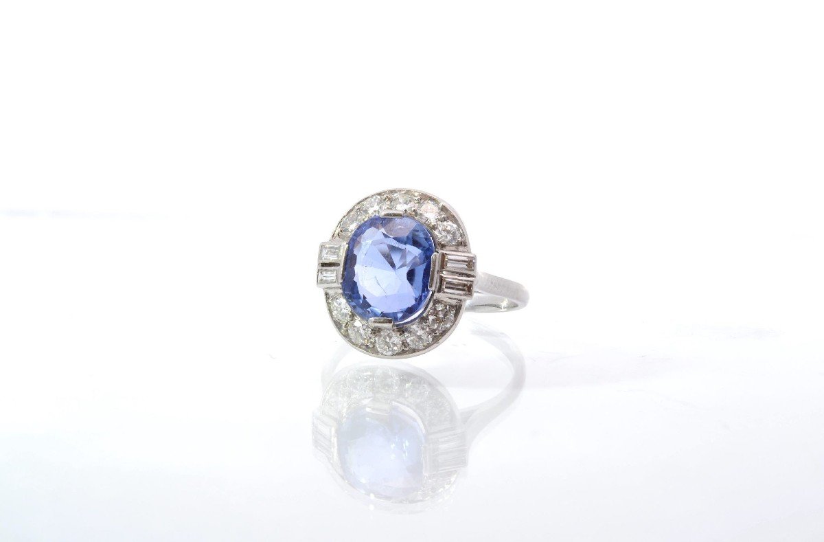 Sapphire And Diamond Ring In Platinum-photo-4