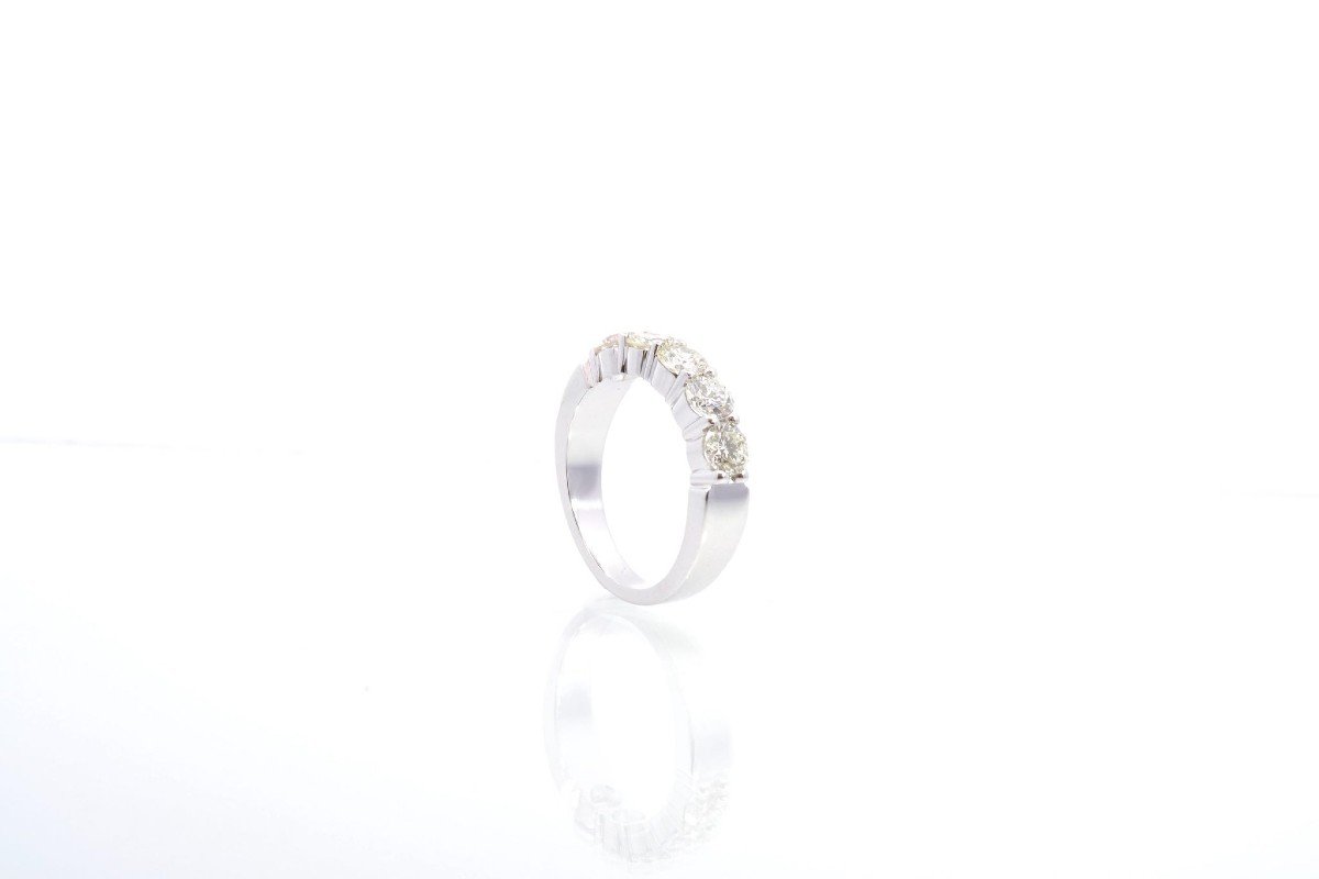 Demi Alliance Diamants En Or Blanc 18k-photo-3