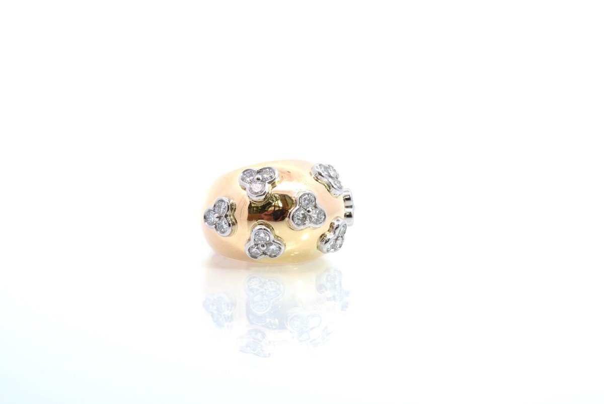 Bague Boule En Or Jaune Sertie De Diamants-photo-3