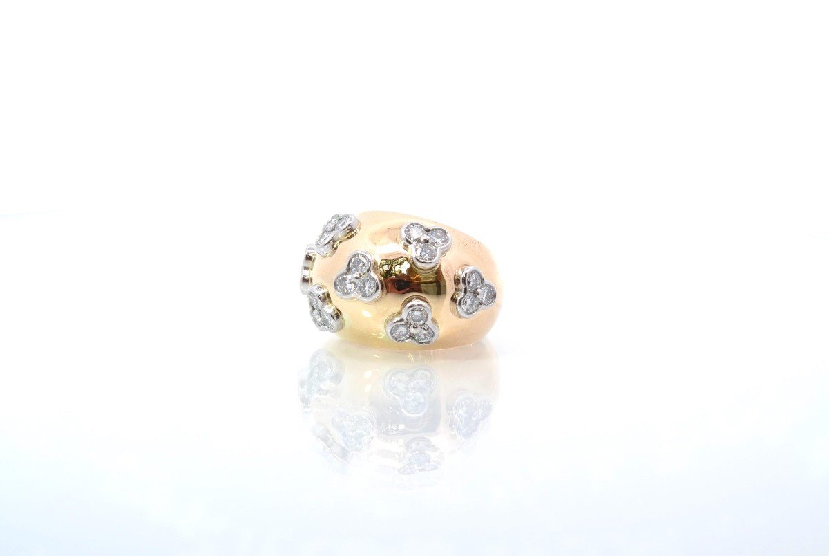 Bague Boule En Or Jaune Sertie De Diamants-photo-4