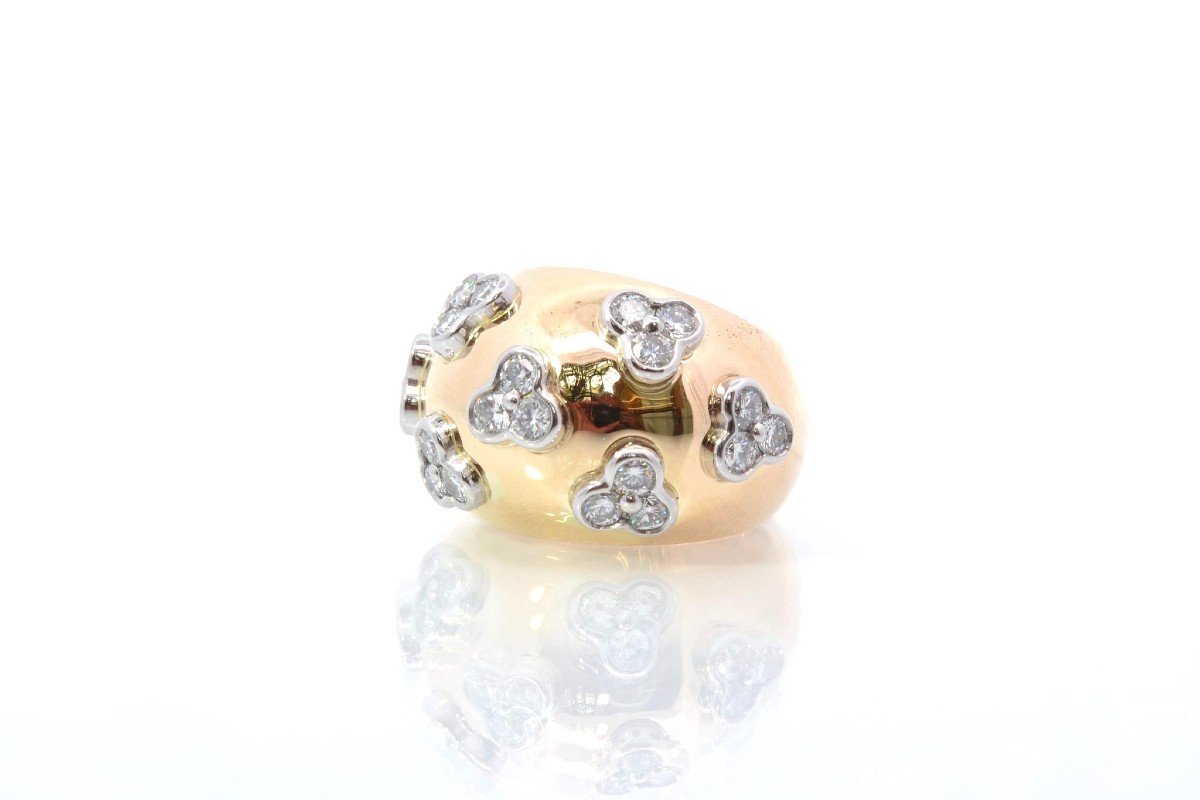 Bague Boule En Or Jaune Sertie De Diamants