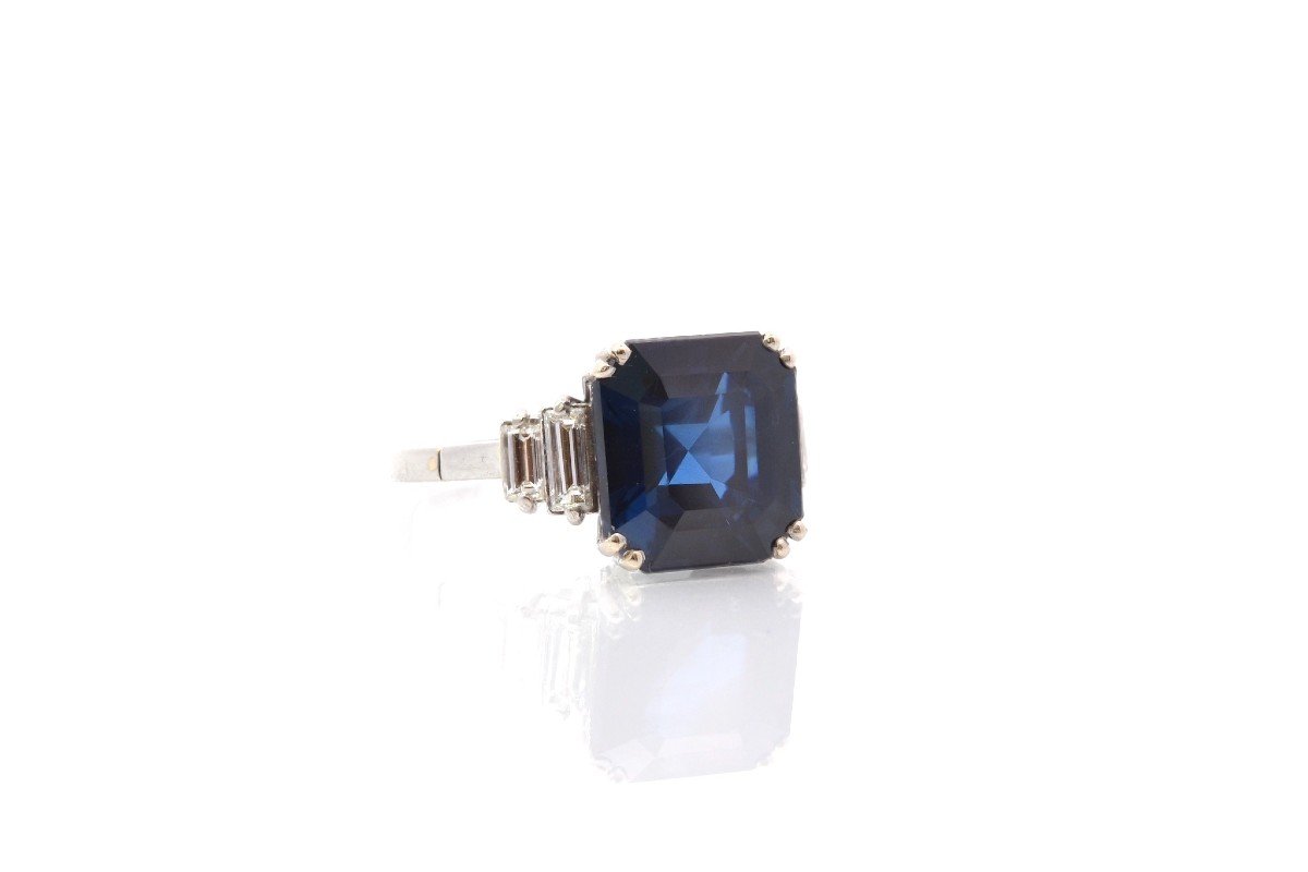 Vintage 6.93 Cts Sapphire And Diamond Ring-photo-3