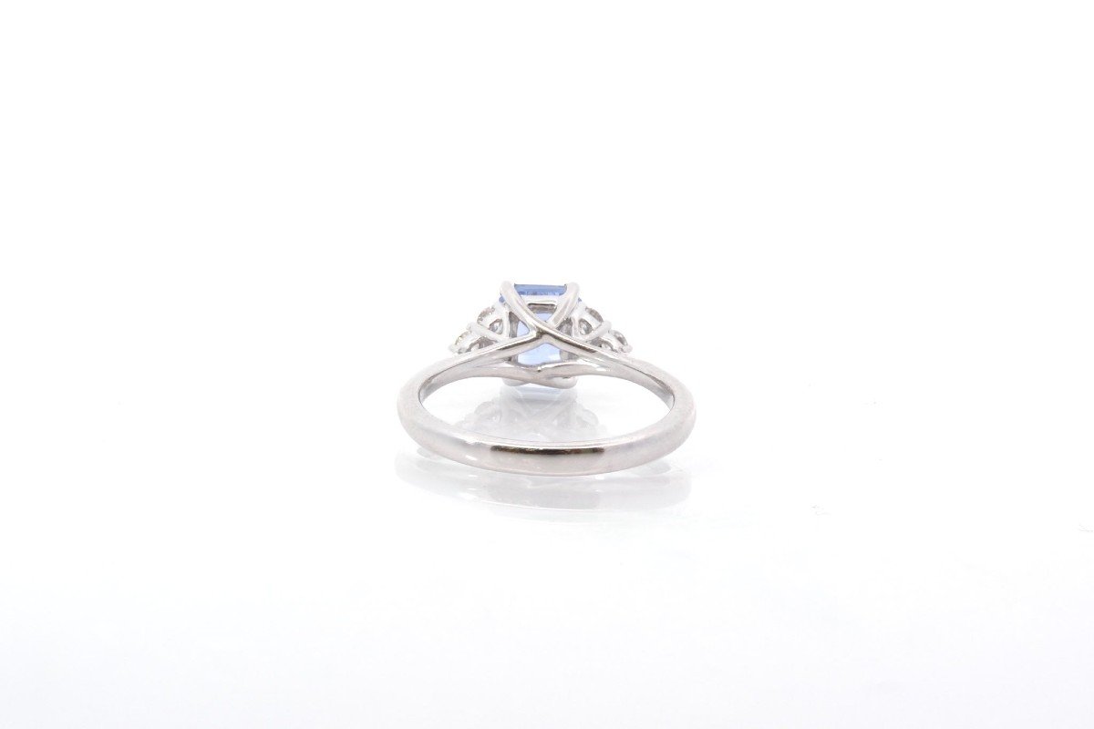 1.58 Cts Sapphire And Diamond Ring In 18k White Gold-photo-1