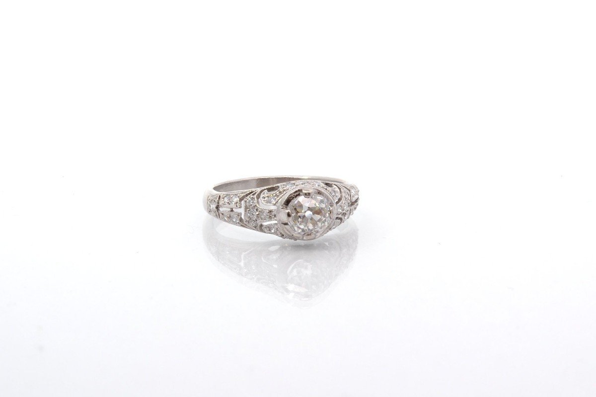 Vintage Platinum Diamond Ring-photo-3
