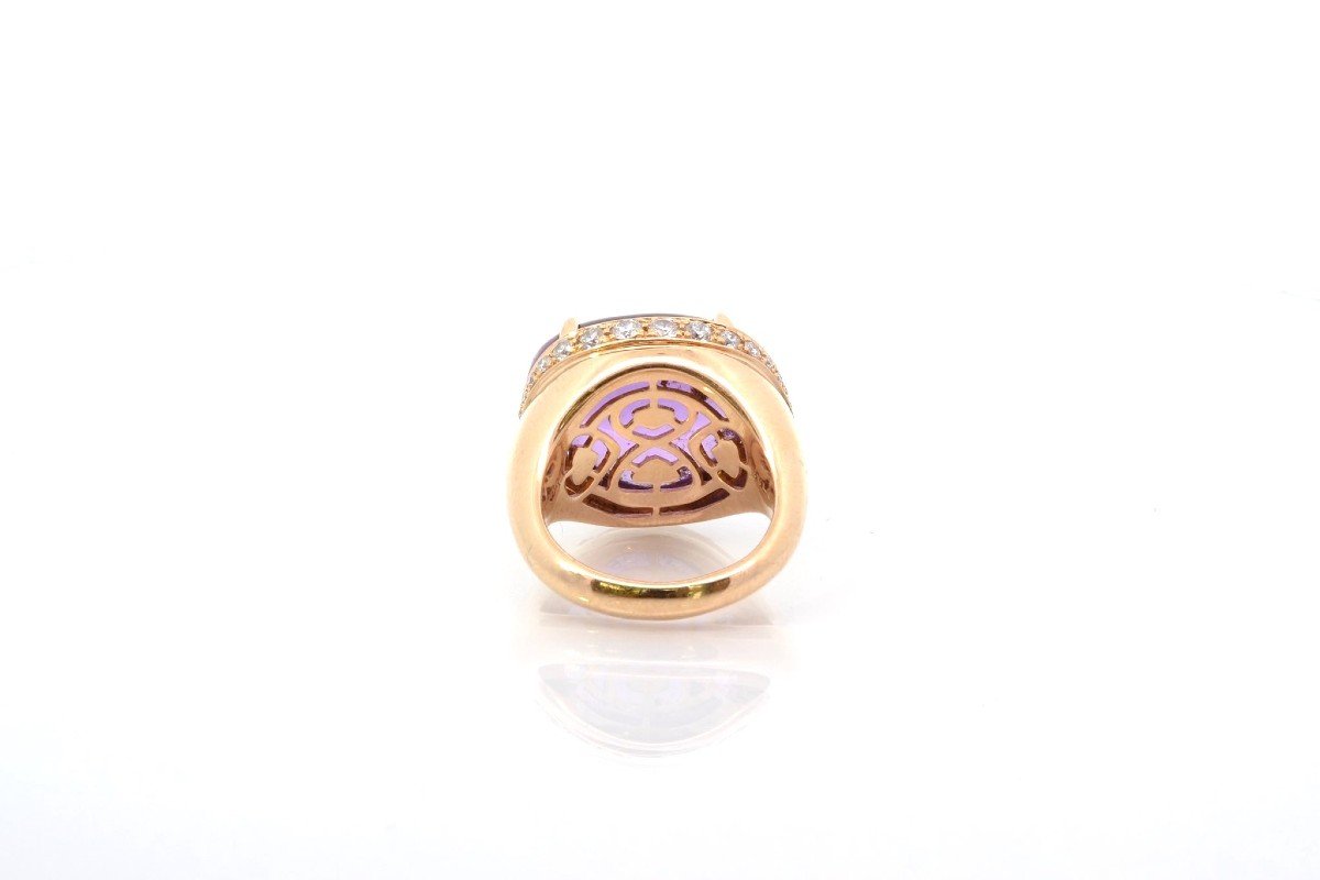 Bulgari Sassi Amethyst And Diamond Ring In 18k Gold-photo-1