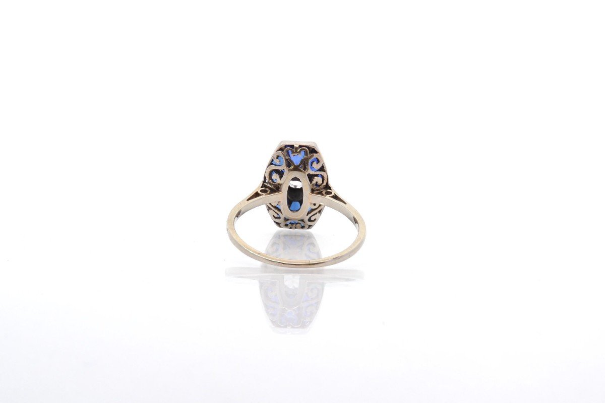 Art Deco Diamond And Synthetic Sapphire Ring-photo-1