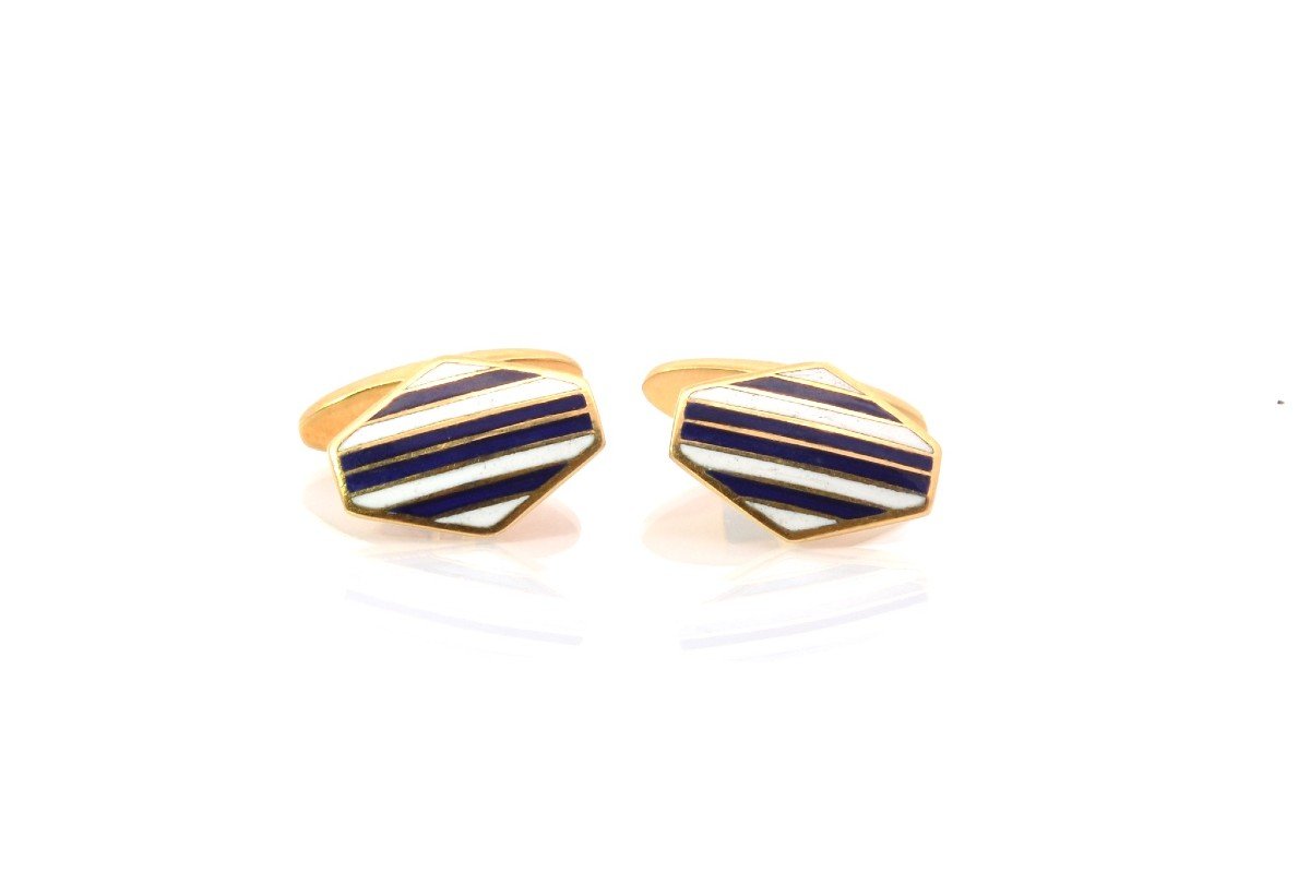 Art Deco Cufflinks In Gold And Enamel