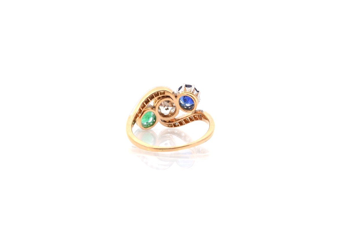 Vintage Trilogy Diamond, Sapphire And Emerald Ring-photo-1