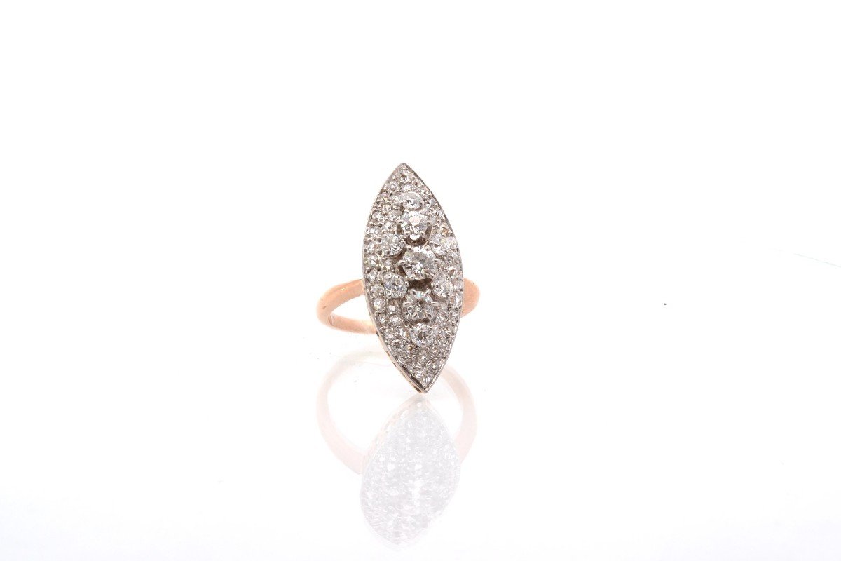 Vintage Marquise Diamond Ring In 18k Yellow Gold-photo-3