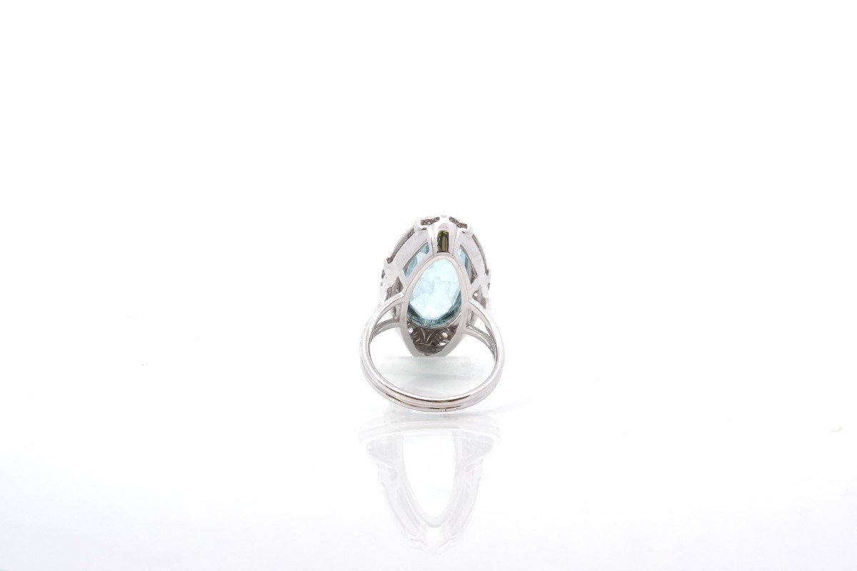 Vintage Aquamarine And Diamond Ring In 18k Gold-photo-1