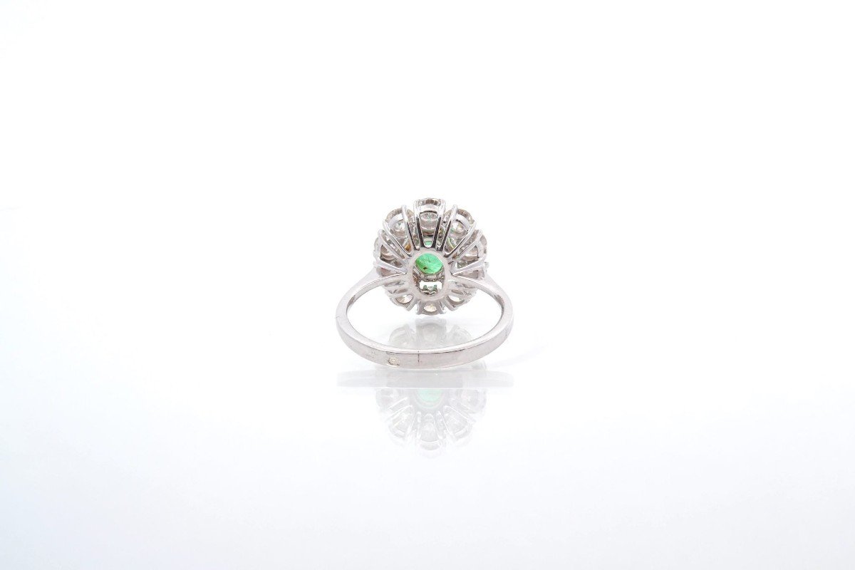 Emerald Marguerite Diamond Ring In Yellow Gold-photo-1