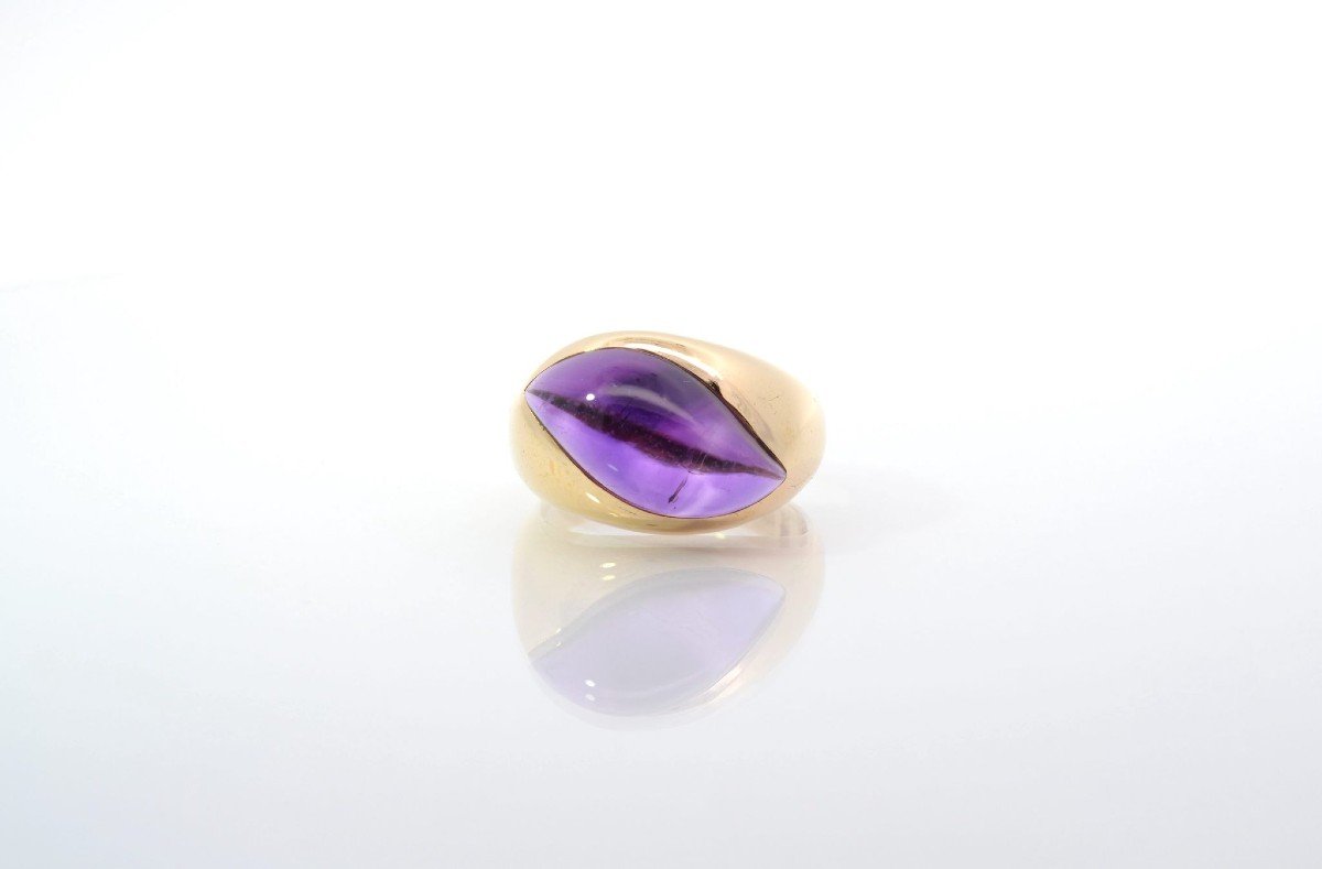 Amethyst Cabochon Ring In 18k Yellow Gold-photo-2