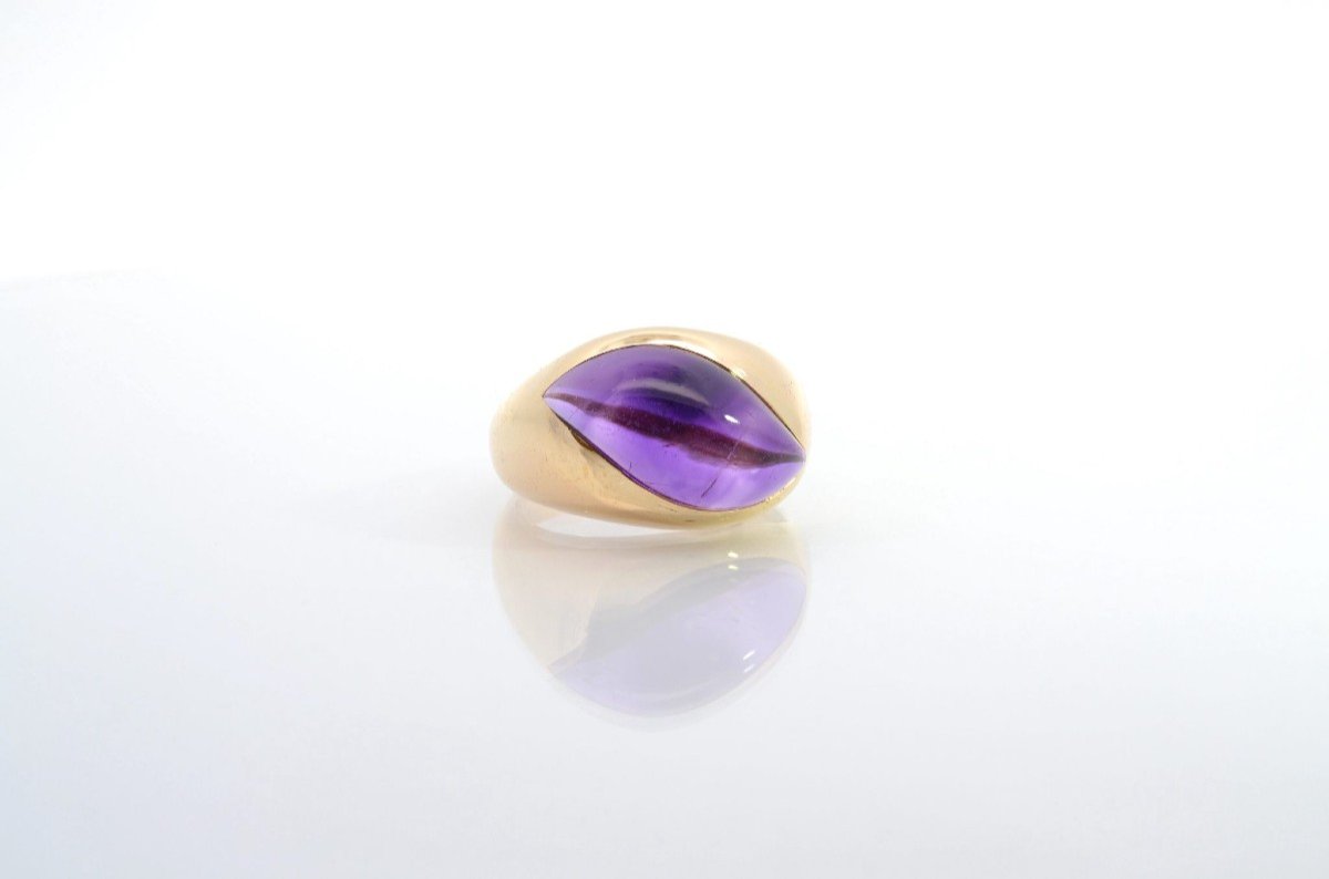 Amethyst Cabochon Ring In 18k Yellow Gold-photo-3