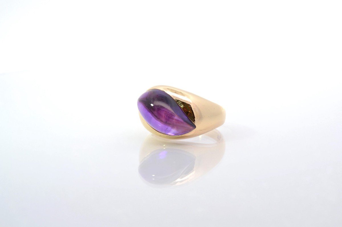 Amethyst Cabochon Ring In 18k Yellow Gold-photo-4