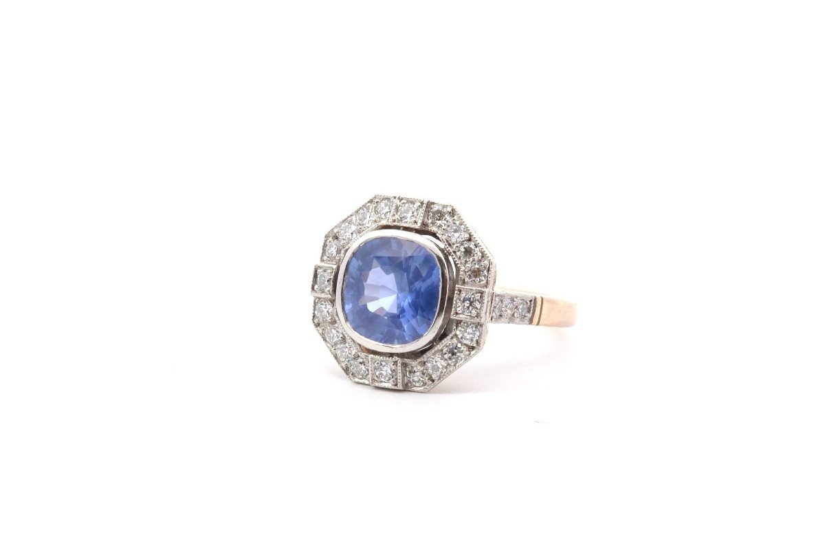 3.05ct Sapphire And Diamond Ring In Gold And Platinum