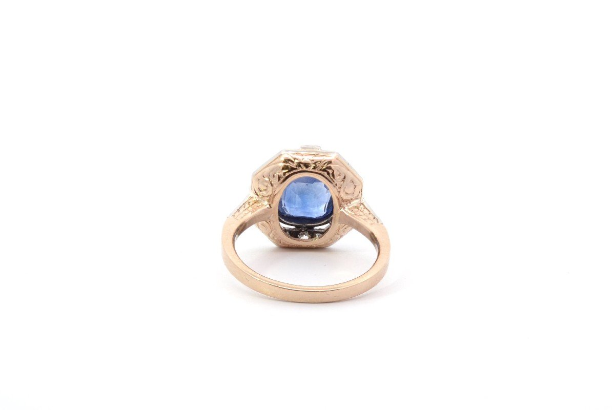 3.22ct Sapphire And Diamond Ring In Gold And Platinum-photo-1