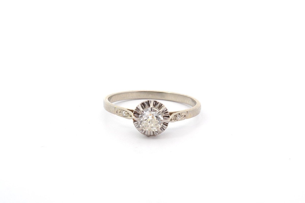 Bague Solitaire Diamant En Or Blanc 18k-photo-2