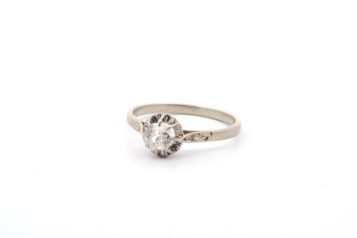 Bague Solitaire Diamant En Or Blanc 18k-photo-4