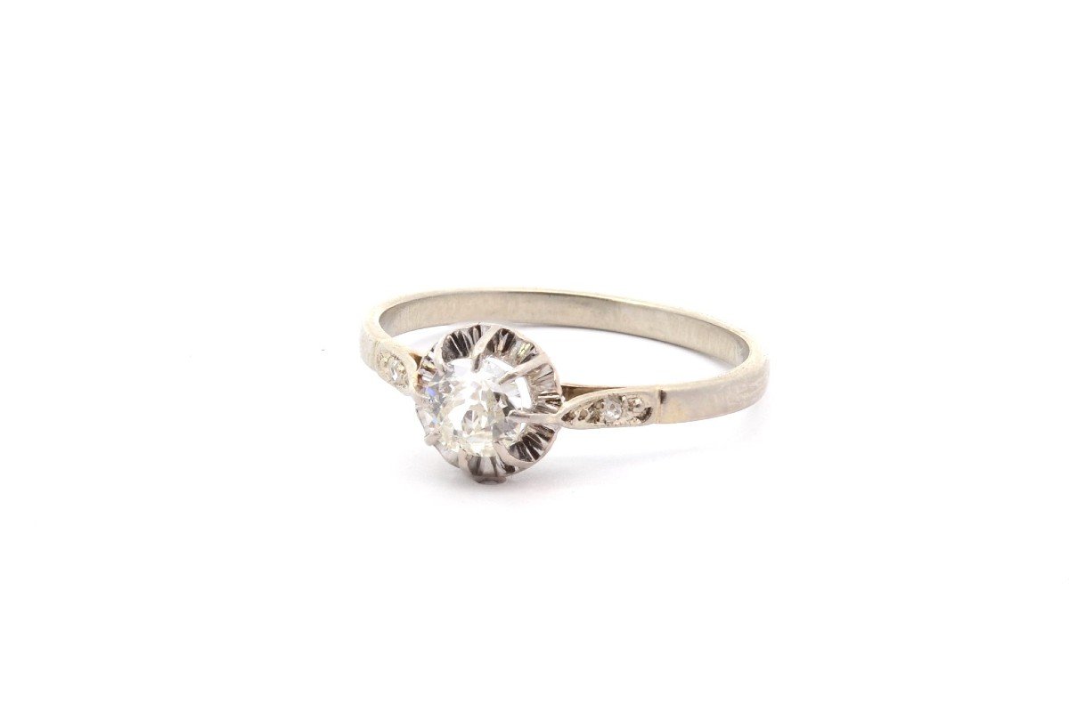 Bague Solitaire Diamant En Or Blanc 18k