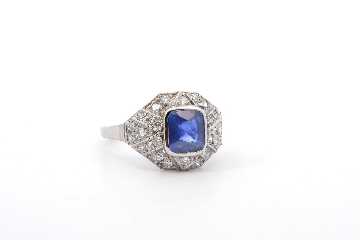 Bague Saphir 1,51cts Et Diamants En Platine-photo-3