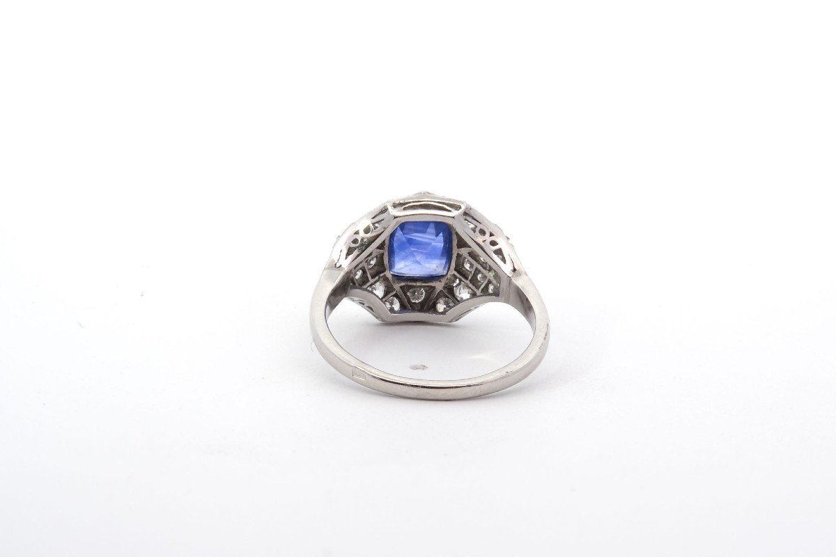 Bague Saphir 1,51cts Et Diamants En Platine-photo-1