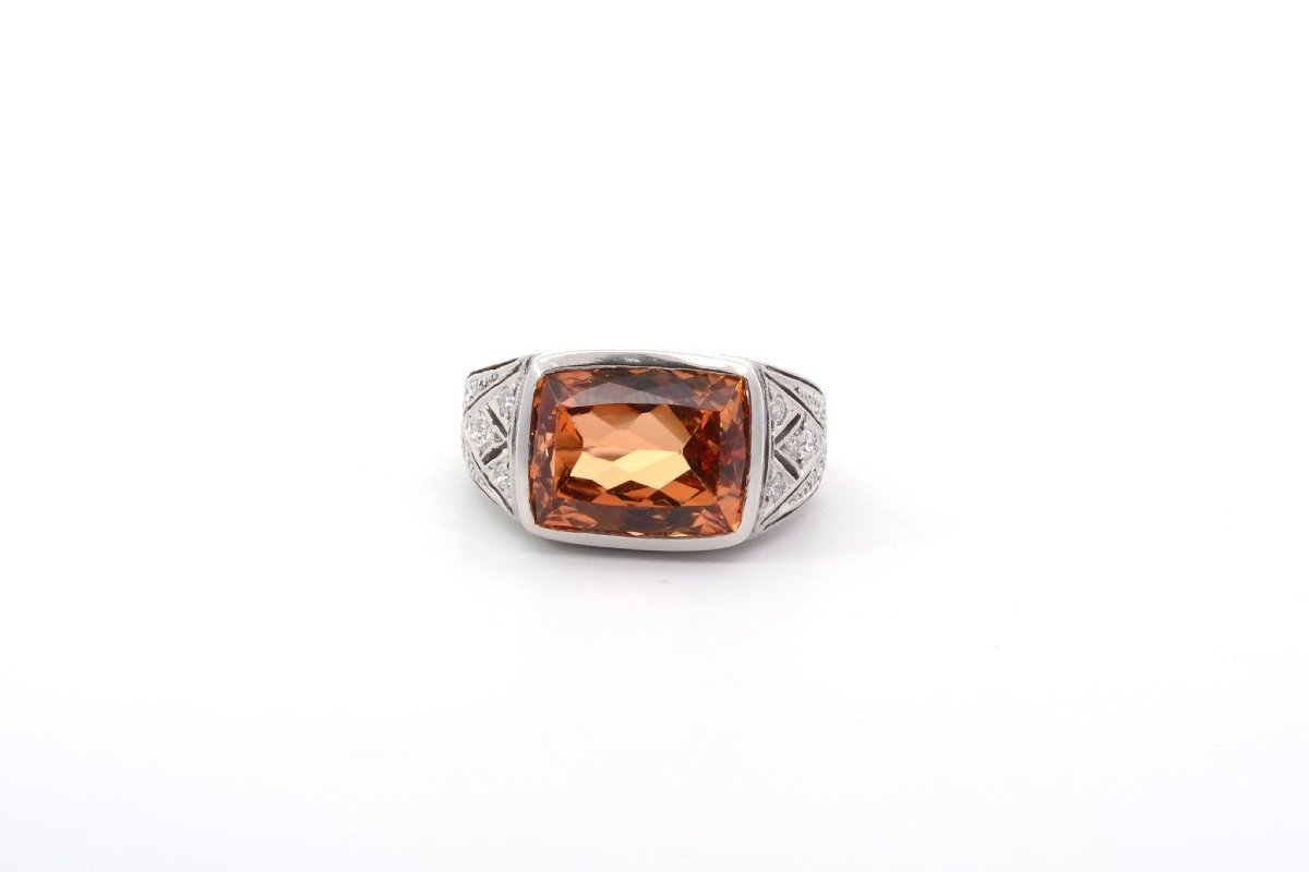 Bague Topaze Naturelle 8,24cts Et Diamants-photo-2