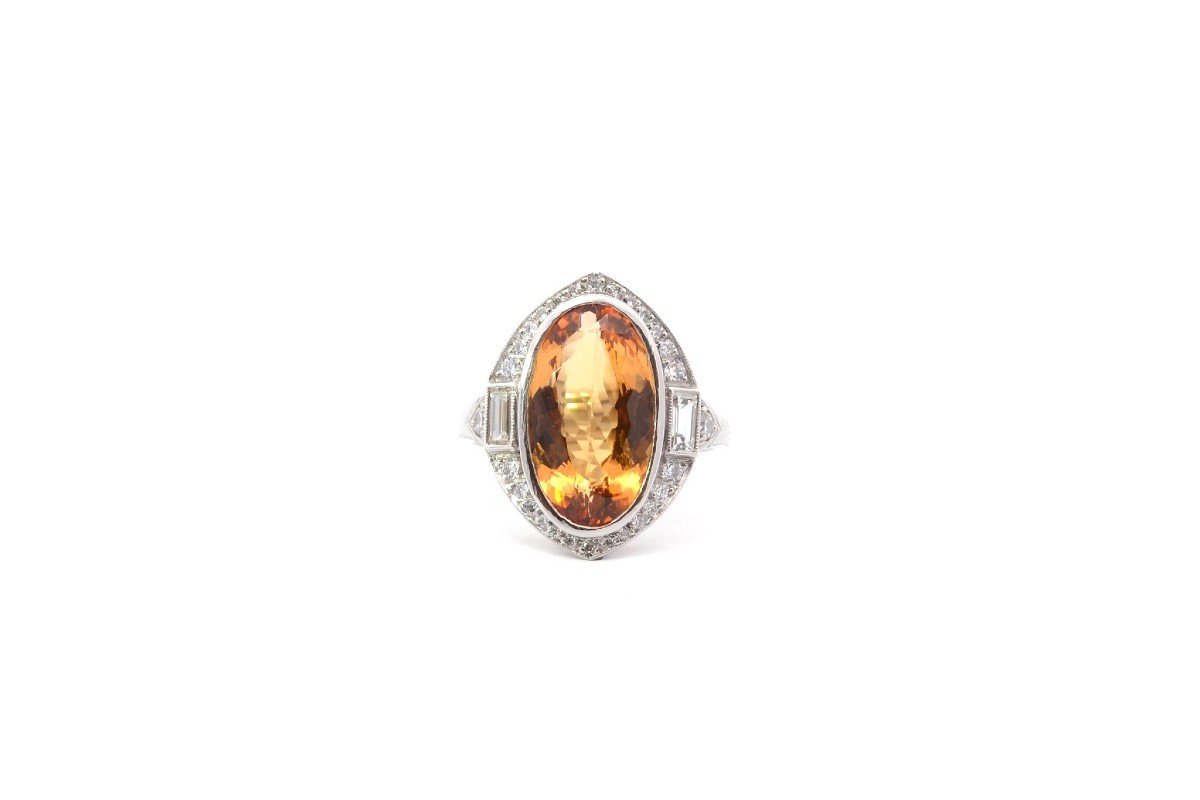 Bague Topaze Naturelle 7,03cts Et Diamants-photo-2