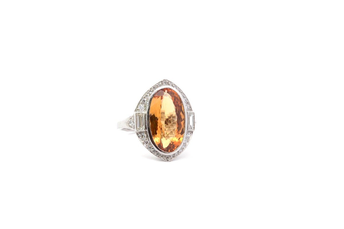 Bague Topaze Naturelle 7,03cts Et Diamants-photo-3