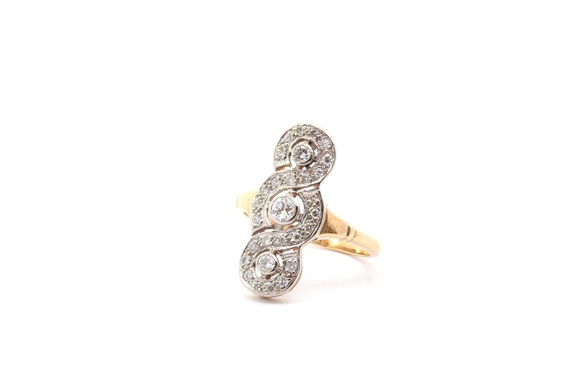 Bague Vintage Diamants En Or Et Platine