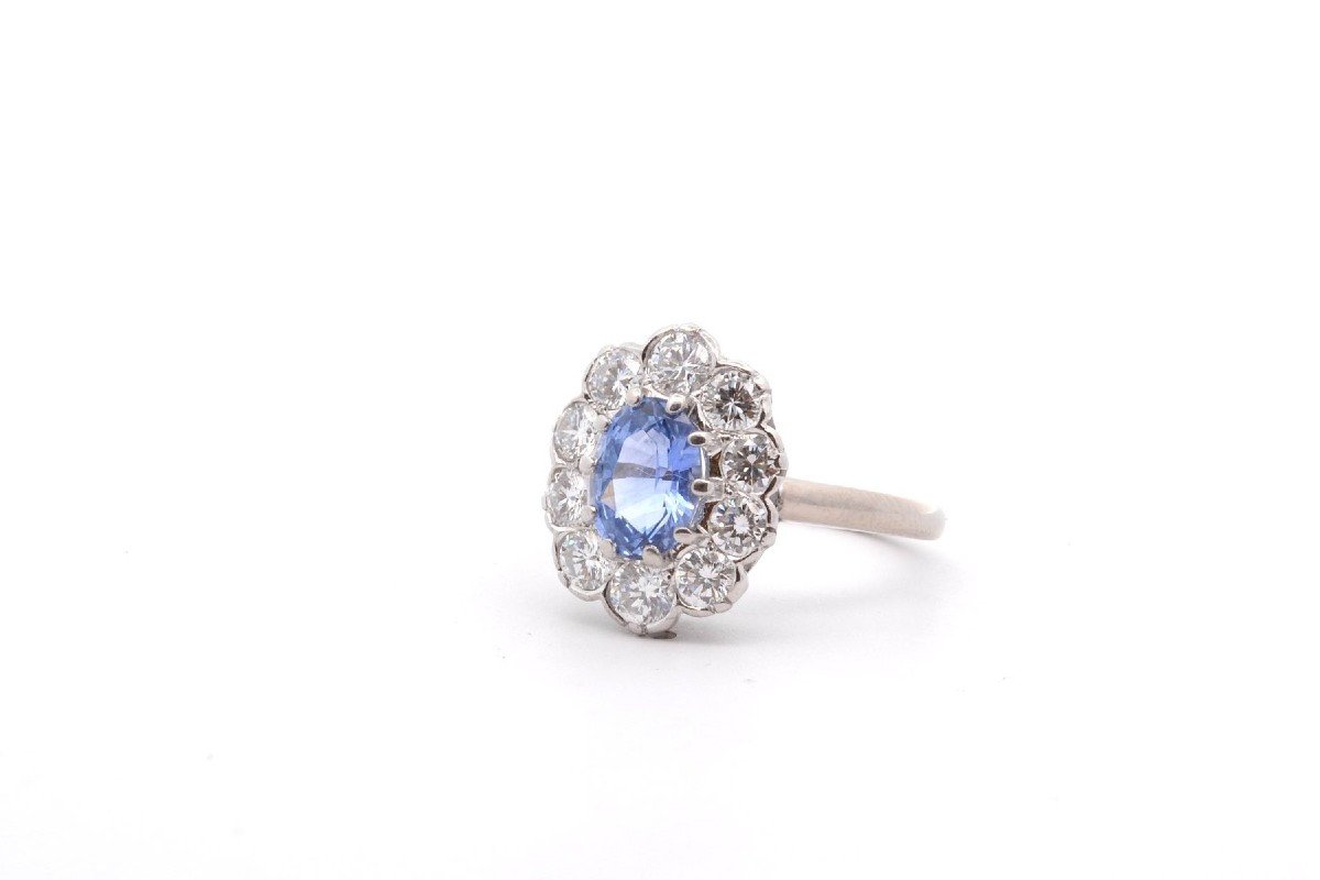 Vintage Ceylon Sapphire And Diamond Ring 1.58cts