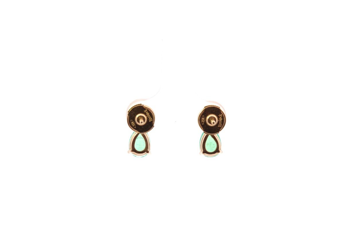 Emerald And Diamond Earrings In 18k Gold-photo-3