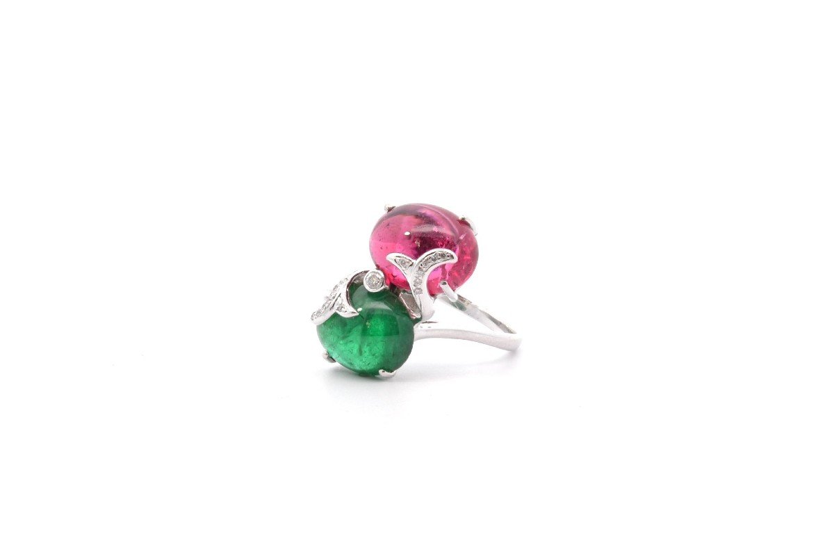 Bague Tourmalines Cabochons Et Diamants-photo-4