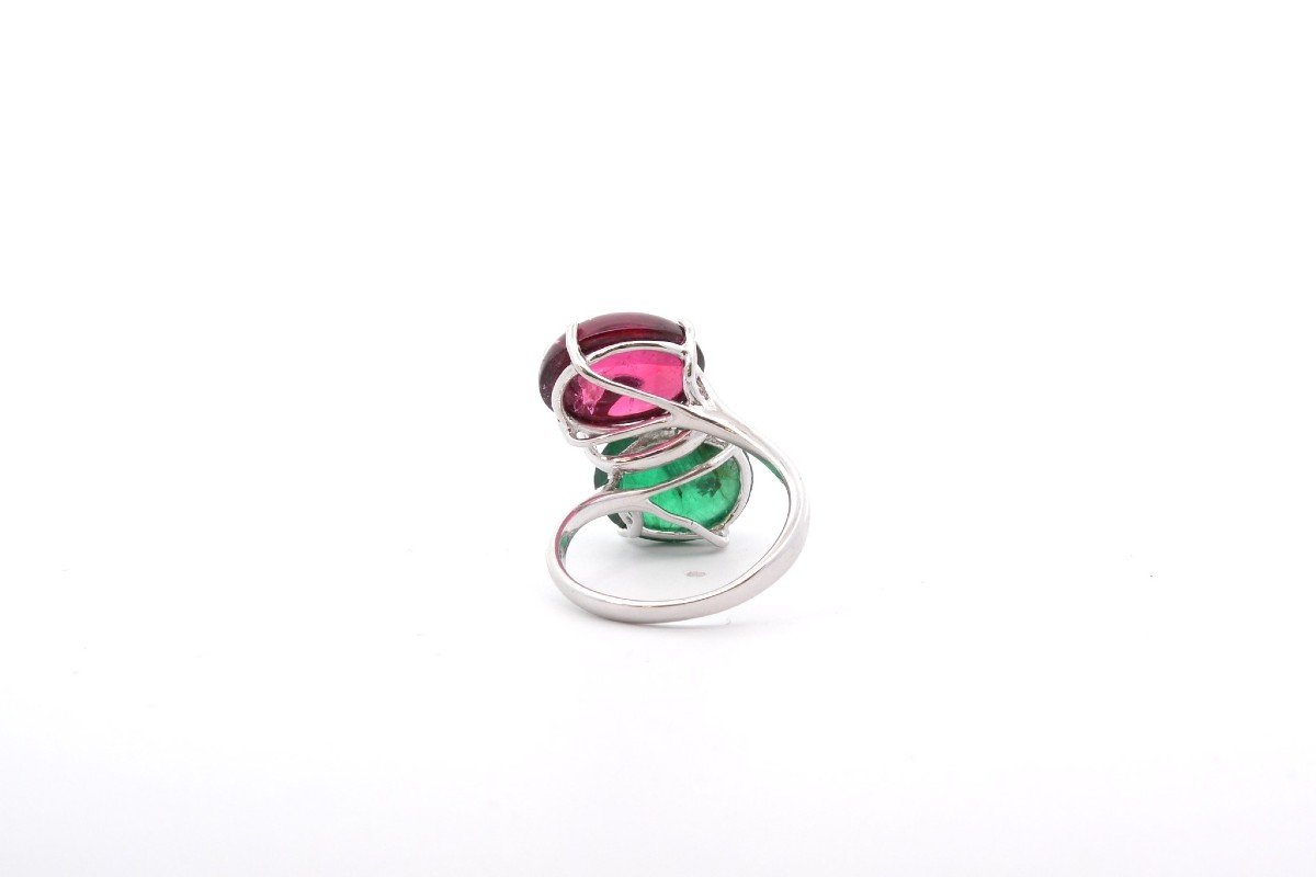 Bague Tourmalines Cabochons Et Diamants-photo-1