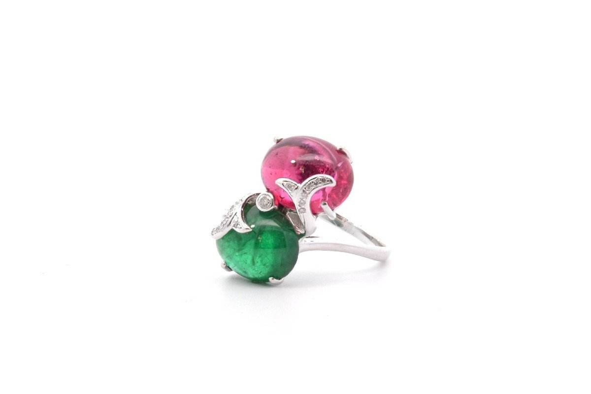 Bague Tourmalines Cabochons Et Diamants