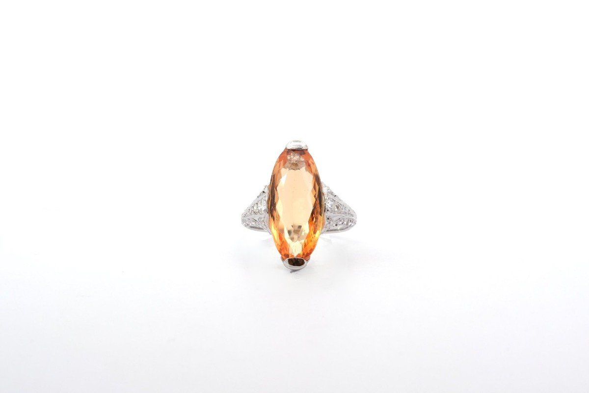 7.60ct Topaz And Diamond Ring In Platinum-photo-2