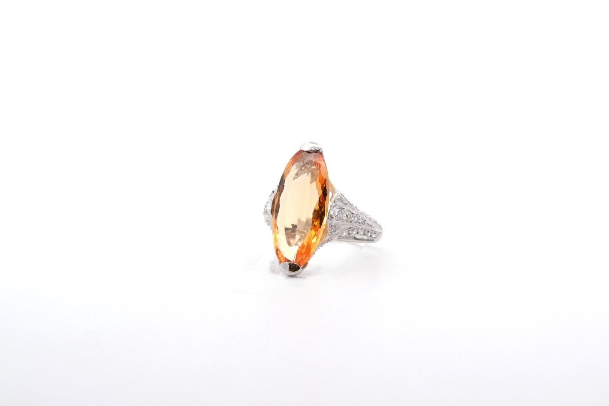 Bague Topaze 7,60cts Et Diamants En Platine-photo-4