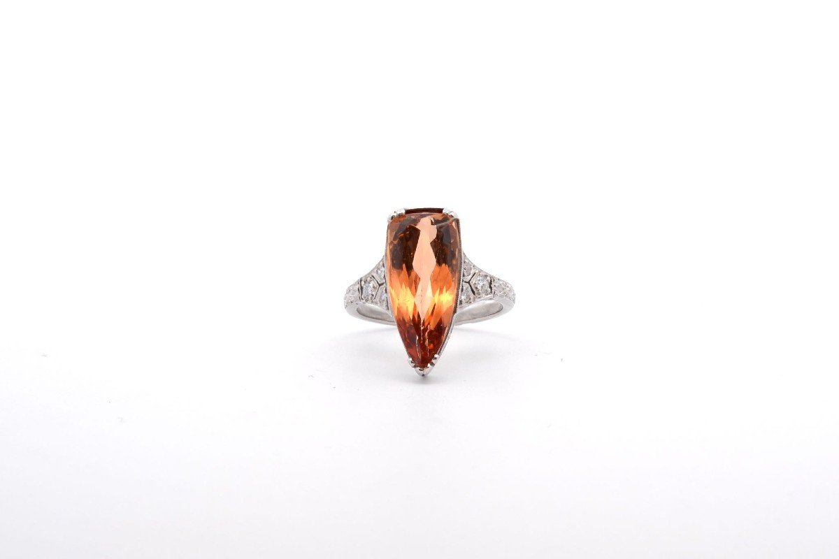 7.05ct Topaz And Diamond Ring In Platinum-photo-2