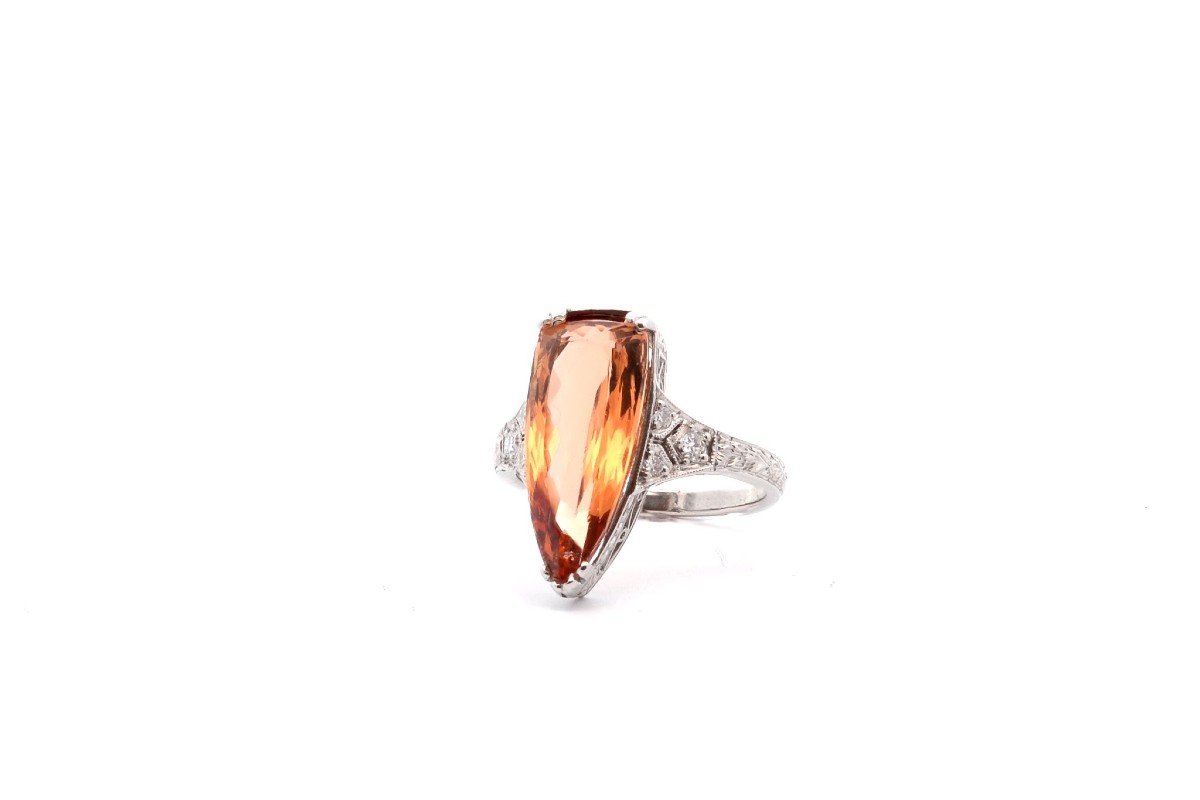 7.05ct Topaz And Diamond Ring In Platinum