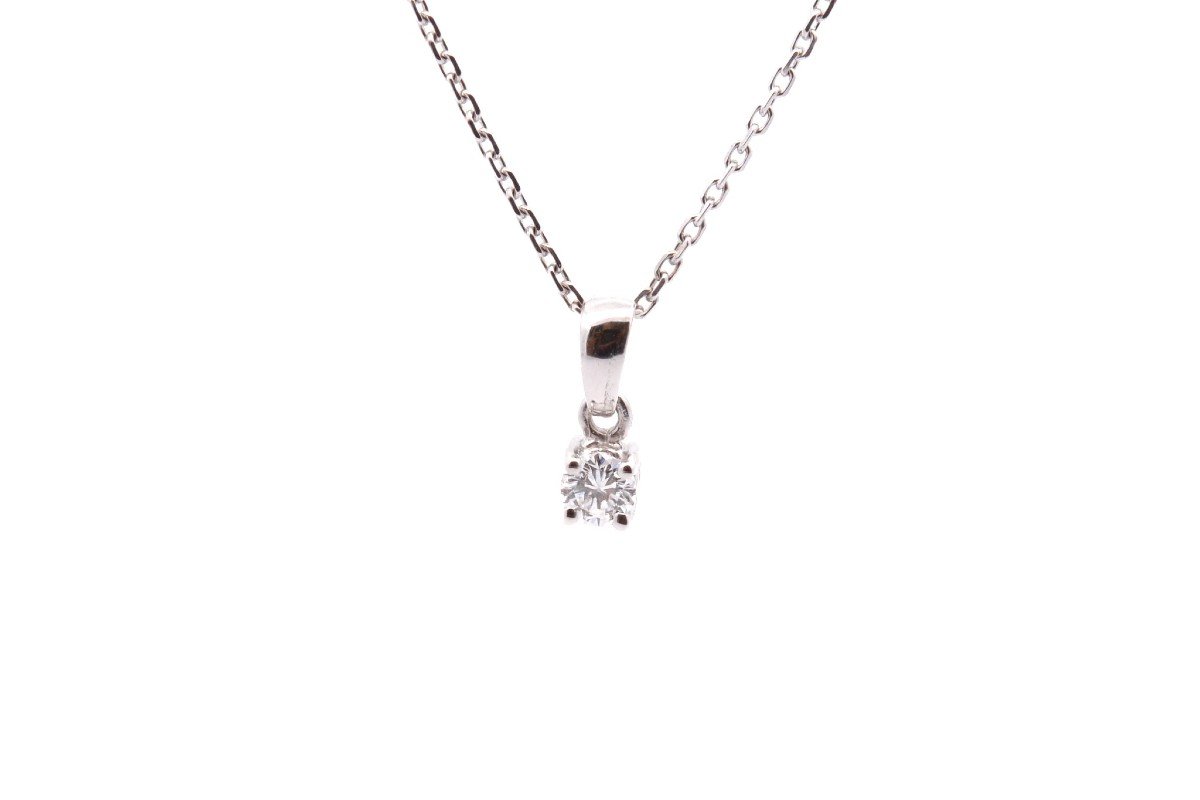 Collier Diamant En Or Blanc 18k