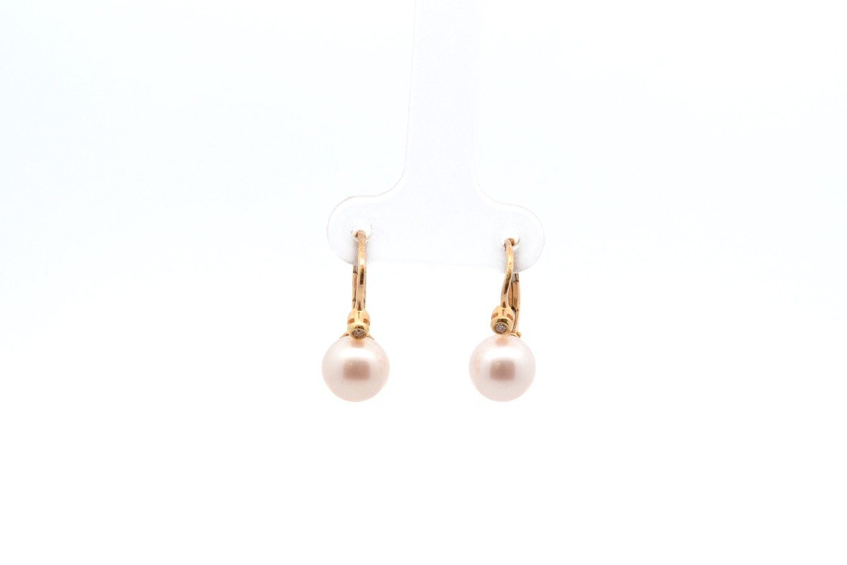 Cultured Pearl And Diamond Earrings-photo-2