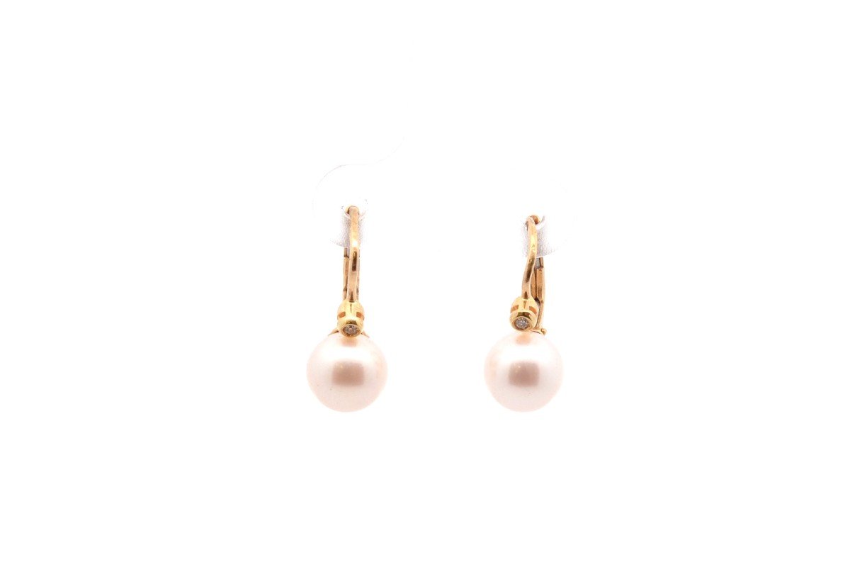 Cultured Pearl And Diamond Earrings