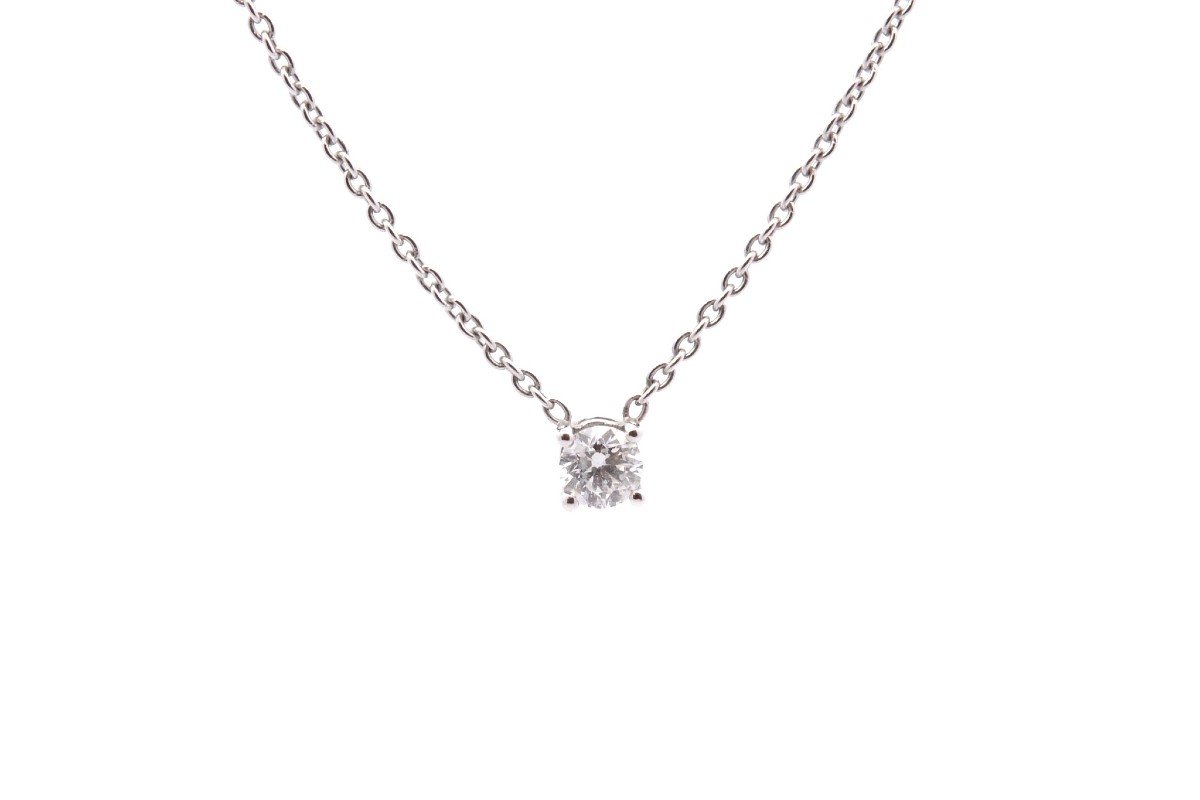 Collier Diamant En Or Blanc 18k