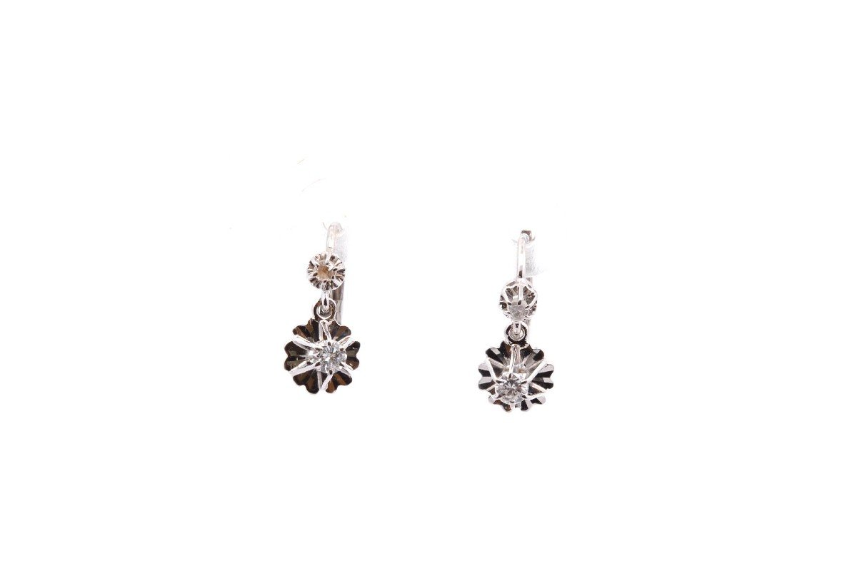 Vintage Diamond Earrings In 18k Gold-photo-2