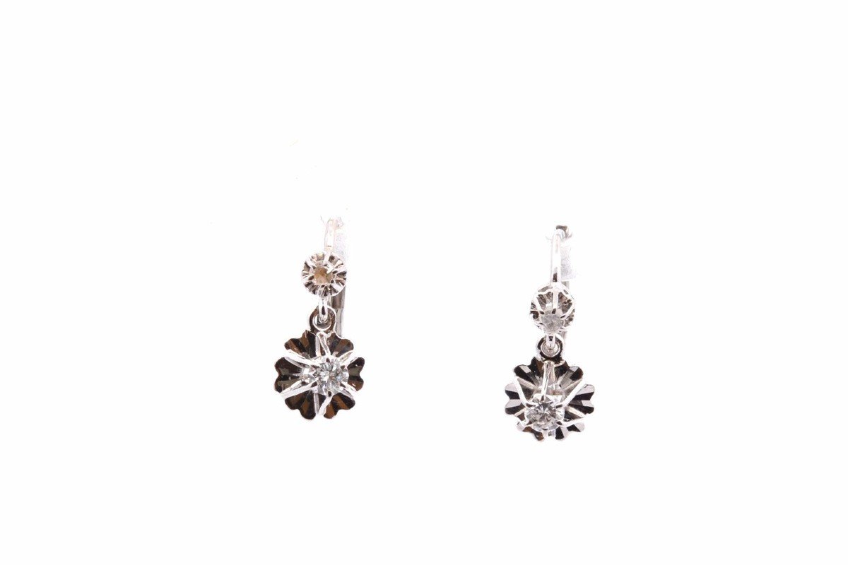 Vintage Diamond Earrings In 18k Gold