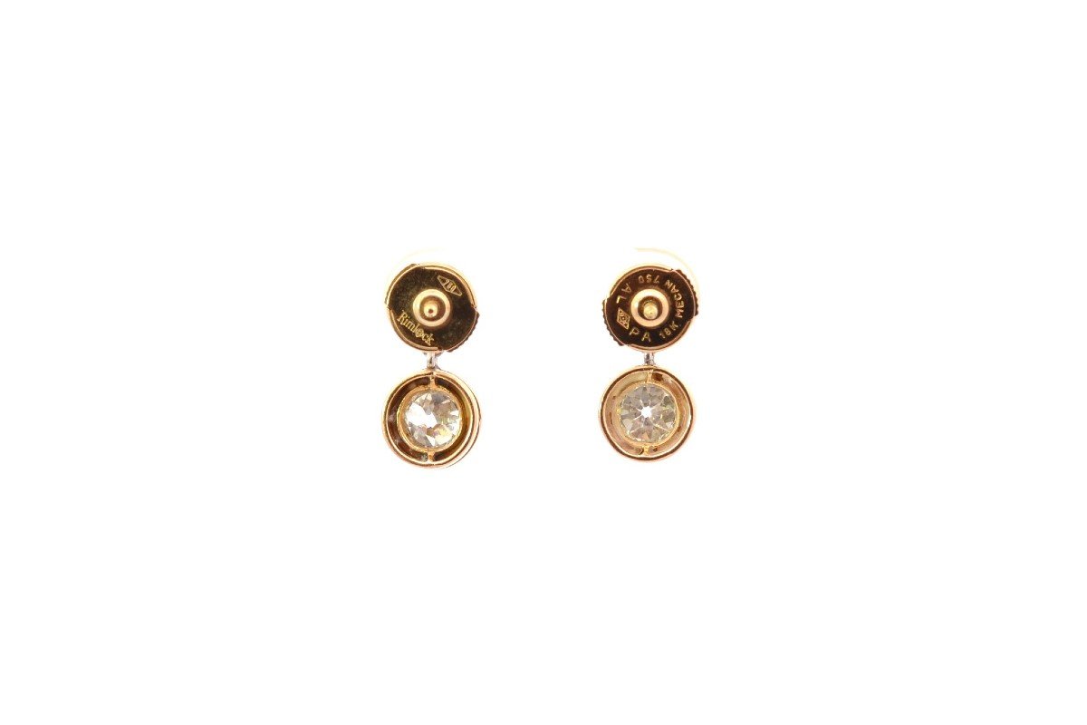 Boucles D’oreilles Diamants En Or 18k Et émail-photo-3