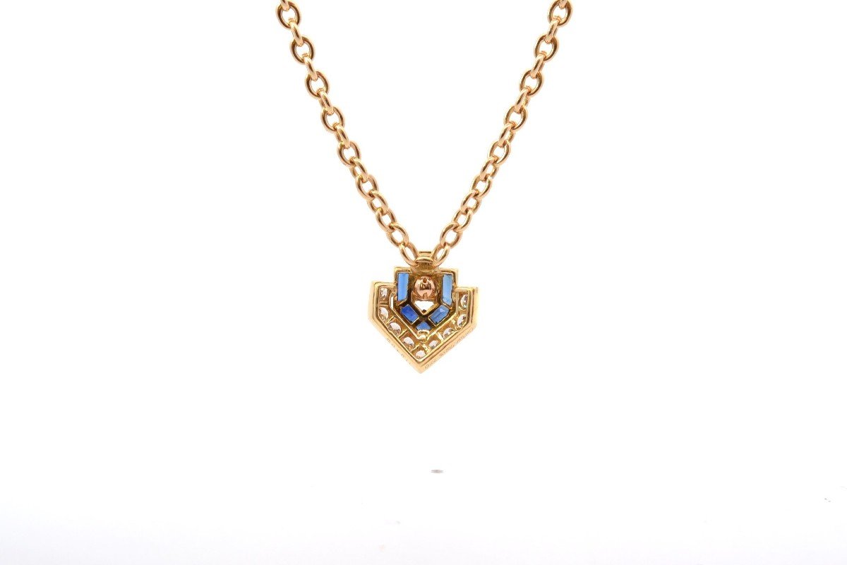 Cartier Sapphire And Diamond Necklace In 18k Gold-photo-3