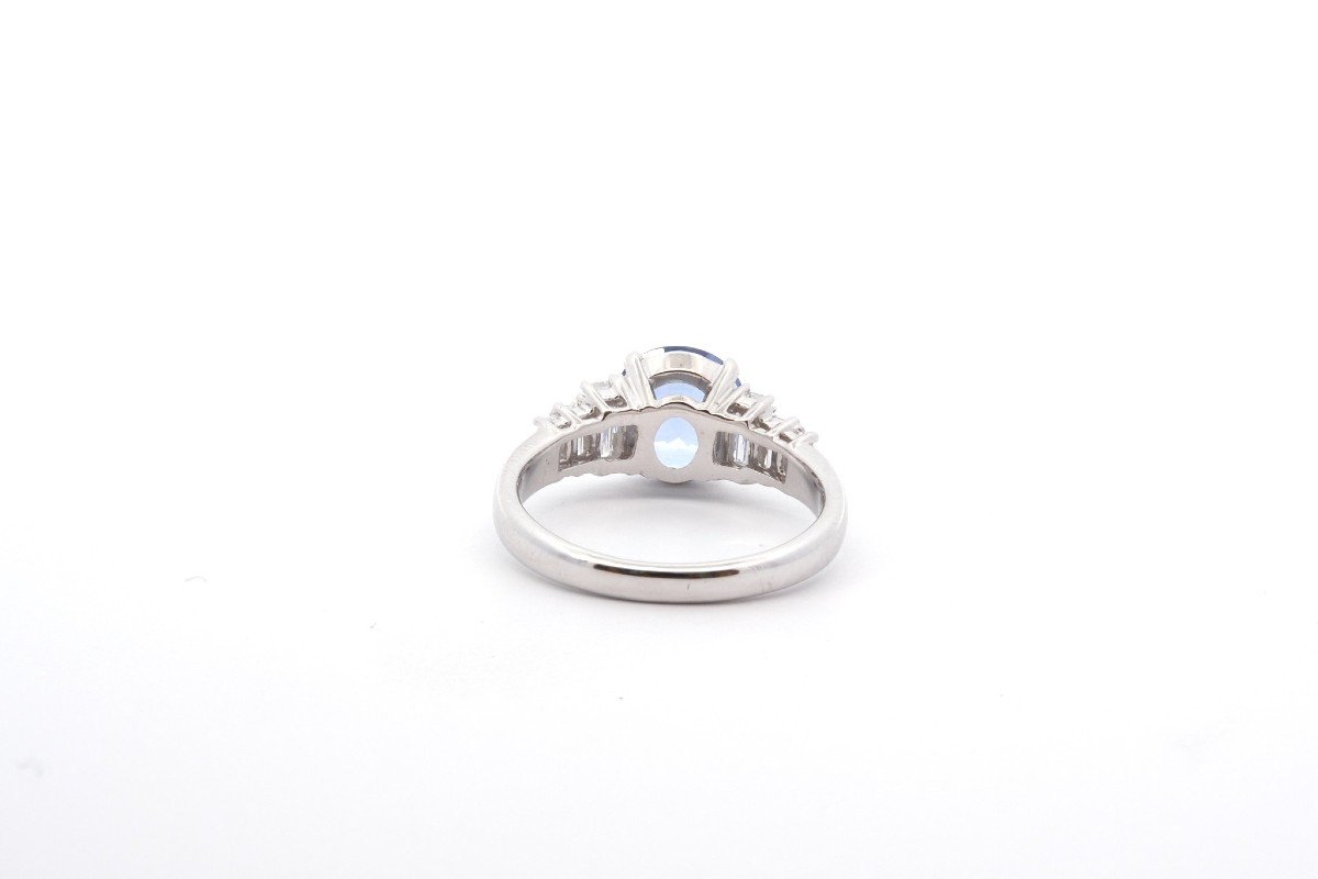 Bague Saphir De Ceylan 2,55cts Et Diamants-photo-1