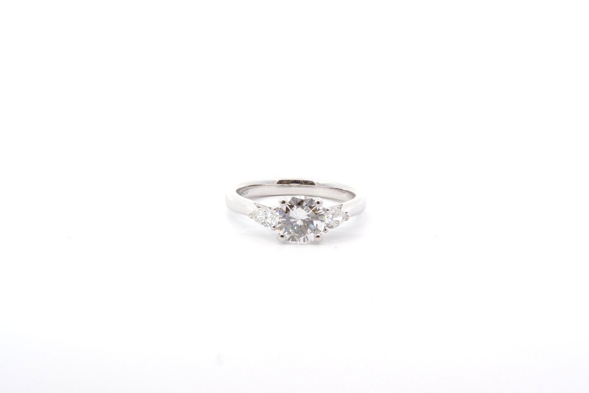 Bague diamant 1,11cts G/10X en platine-photo-2